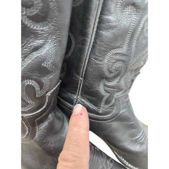 Justin Boots Womans Vintage Black Leather Western mid Calf Boots 6.5B SKU 9561 - Picture 16 of 16